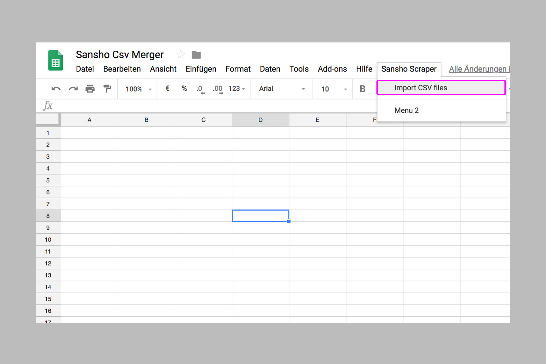 Chose Import CSV Files in the custom menu.